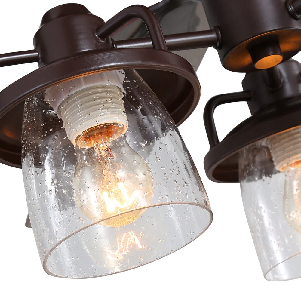 52 Inch Wooden Ceiling Fan with 3 Head Lights and Remote - House Comfort