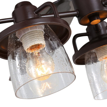 52 Inch Wooden Ceiling Fan with 3 Head Lights and Remote - House Comfort