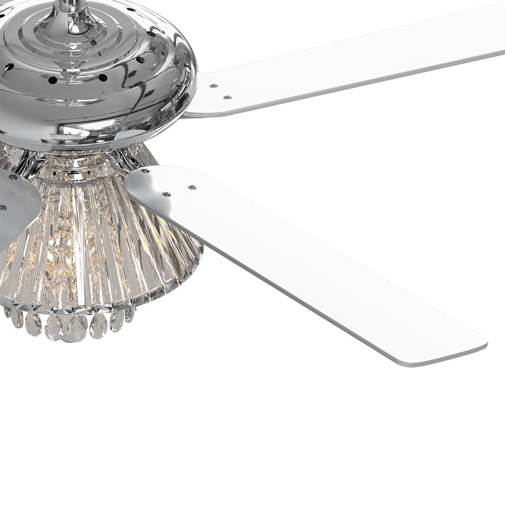 52Inch Silver Ceiling Fan with Light Crystal Droplets Chandelier - House Comfort