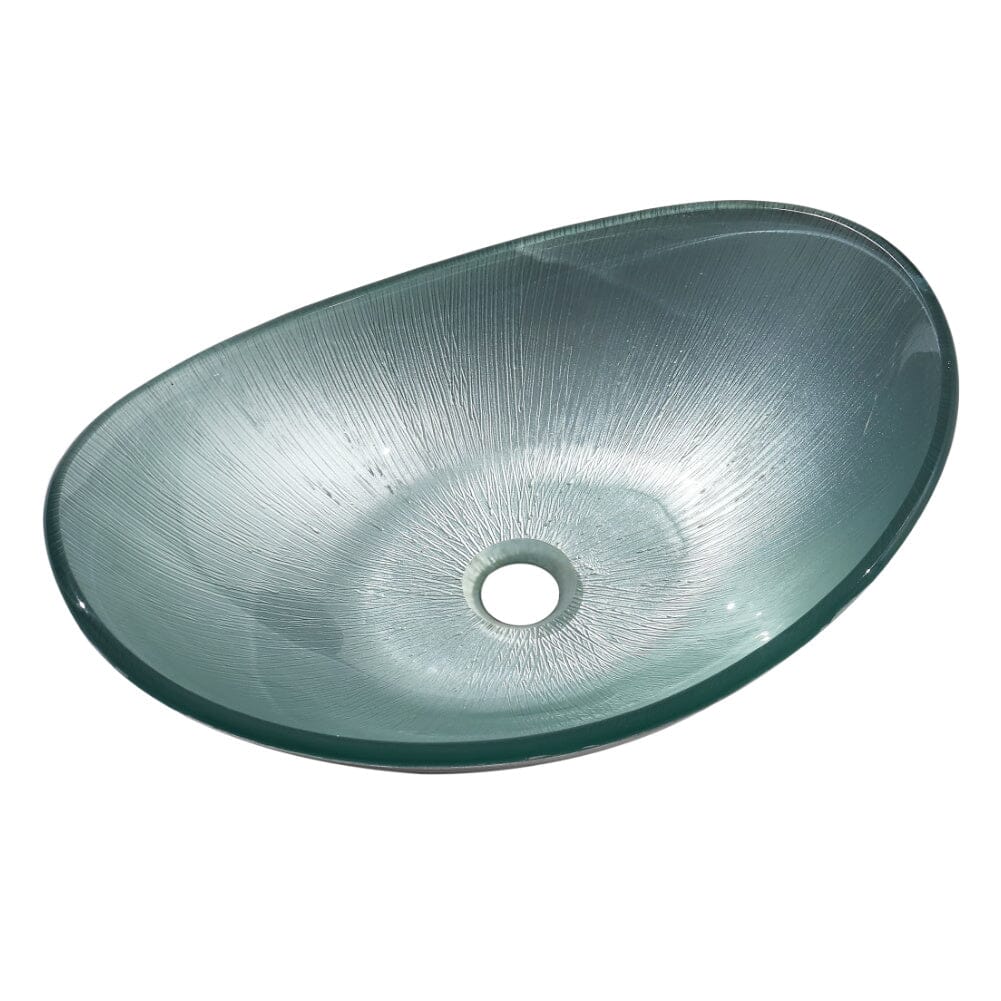 54cm W Oval Bathroom Art Tempered Glass Sink - House Comfort