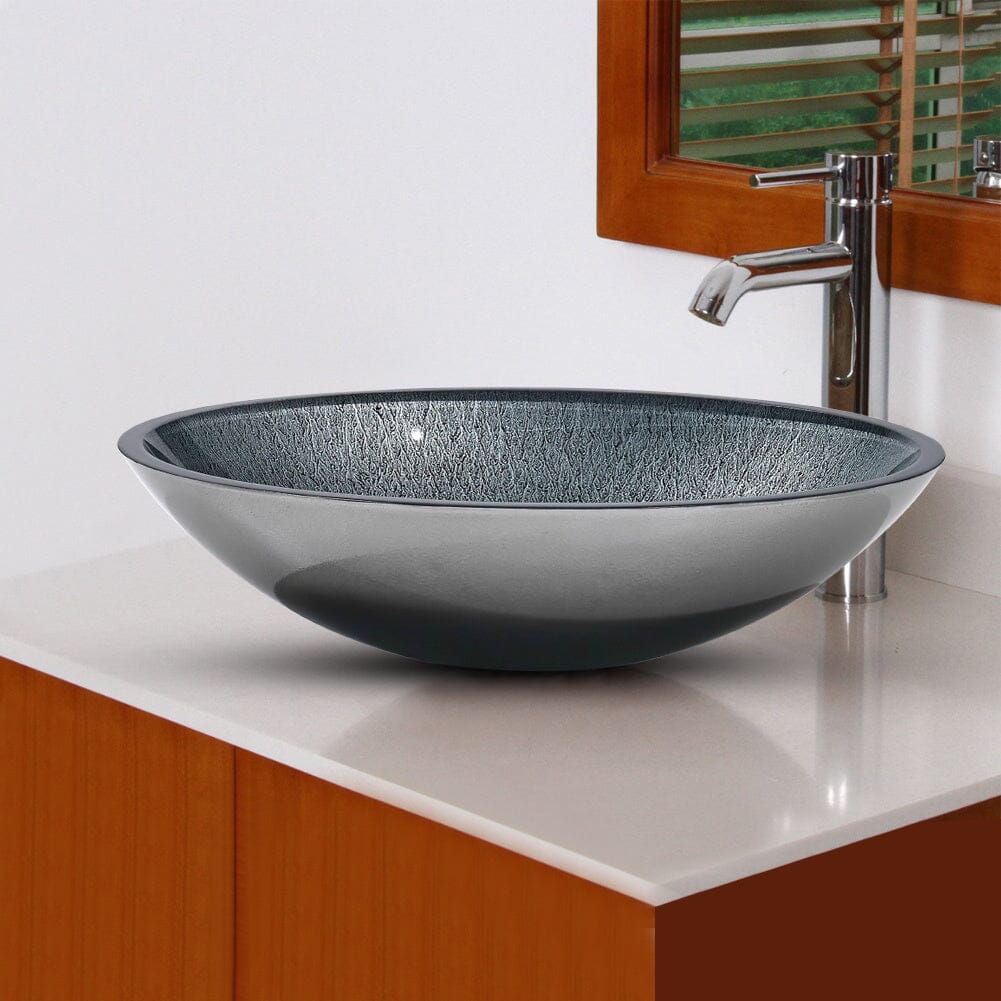 54cm W Oval Bathroom Art Tempered Glass Sink - House Comfort