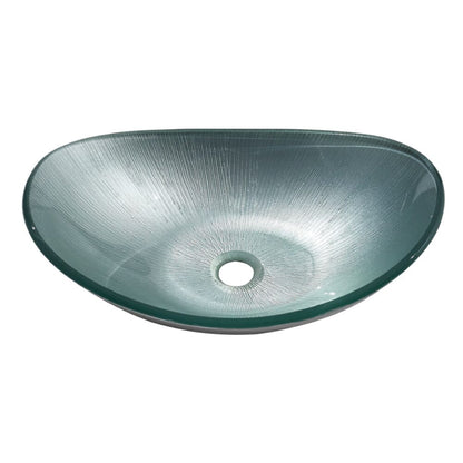 54cm W Oval Bathroom Art Tempered Glass Sink - House Comfort