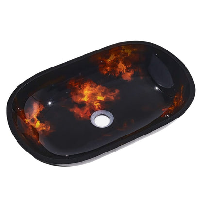 54cm W Oval Bathroom Art Tempered Glass Sink - House Comfort