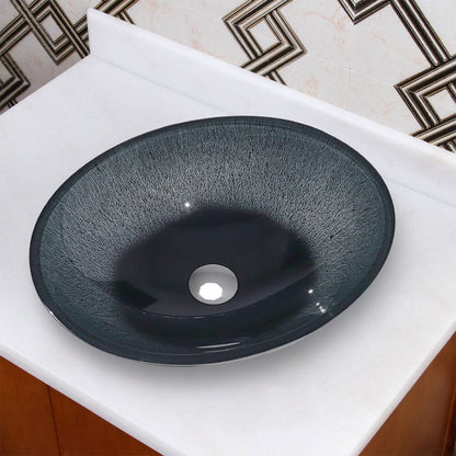 54cm W Oval Bathroom Art Tempered Glass Sink - House Comfort