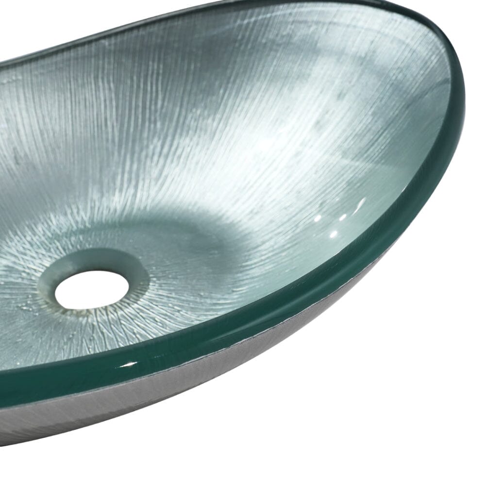 54cm W Oval Bathroom Art Tempered Glass Sink - House Comfort