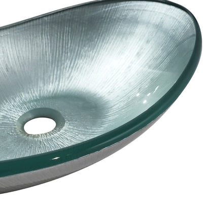54cm W Oval Bathroom Art Tempered Glass Sink - House Comfort