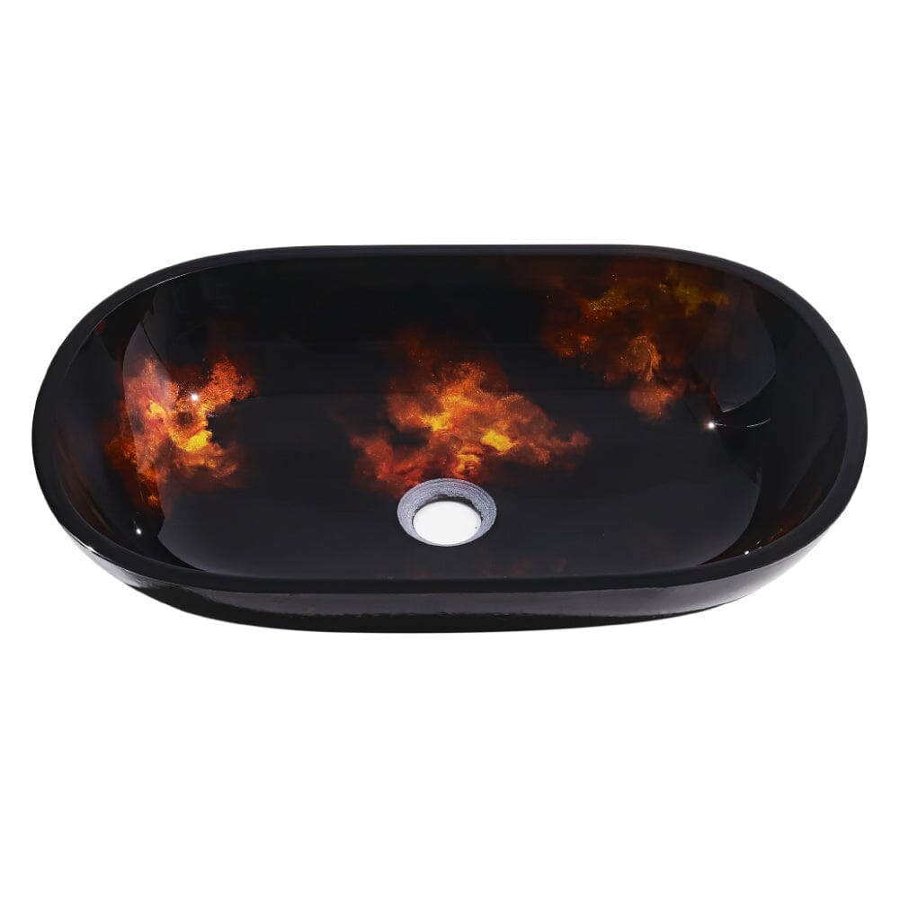 54cm W Oval Bathroom Art Tempered Glass Sink - House Comfort