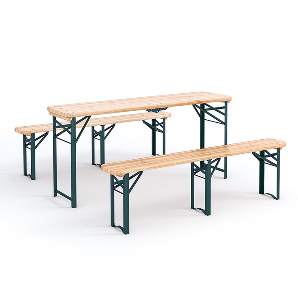 5.5ft L Folding Beer Table Chair Bench Set for Garden - House Comfort