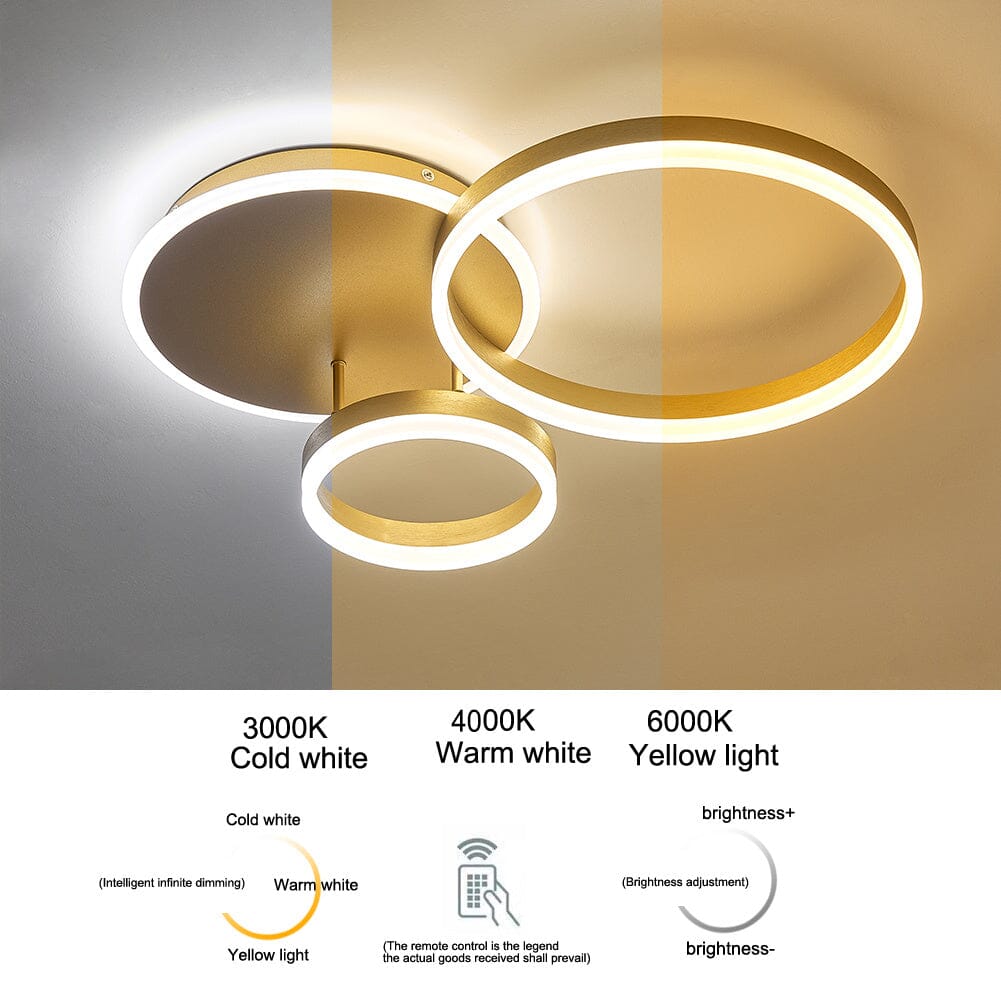 2/3.5 ft Circles  Ceiling Light with LED Dimmable/Non-Dimmable Velora Boutique