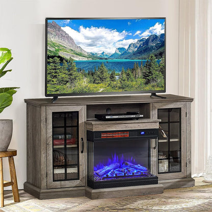 5ft Freestanding Fireplaces 3 - Sided Electric Fireplace Rustic Grey TV Stand With Remote Control - House Comfort