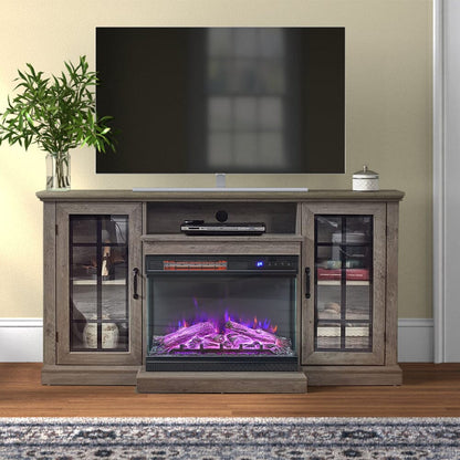 5ft Freestanding Fireplaces 3 - Sided Electric Fireplace Rustic Grey TV Stand With Remote Control - House Comfort