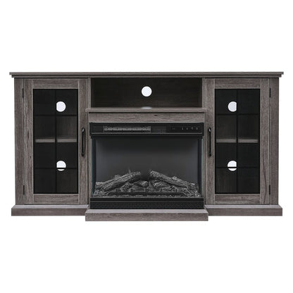 5ft Freestanding Fireplaces 3 - Sided Electric Fireplace Rustic Grey TV Stand With Remote Control - House Comfort