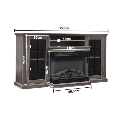 5ft Freestanding Fireplaces 3 - Sided Electric Fireplace Rustic Grey TV Stand With Remote Control - House Comfort