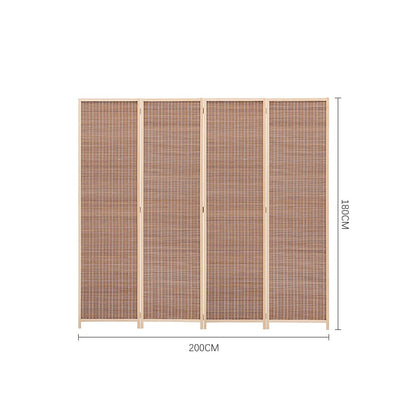5ft W x 5ft H 2 Style Bamboo Woven 4 - Panel Folding Room Divider - House Comfort