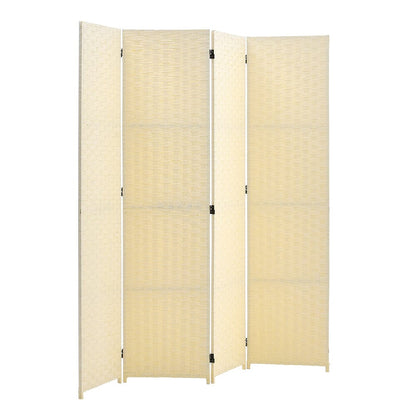 5ft W x 5ft H 2 Style Bamboo Woven 4 - Panel Folding Room Divider - House Comfort