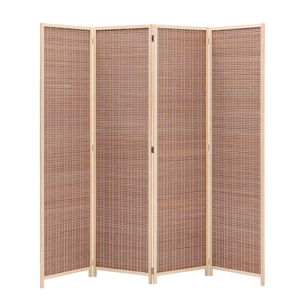 5ft W x 5ft H 2 Style Bamboo Woven 4 - Panel Folding Room Divider - House Comfort