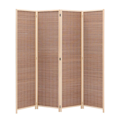 5ft W x 5ft H 2 Style Bamboo Woven 4 - Panel Folding Room Divider - House Comfort