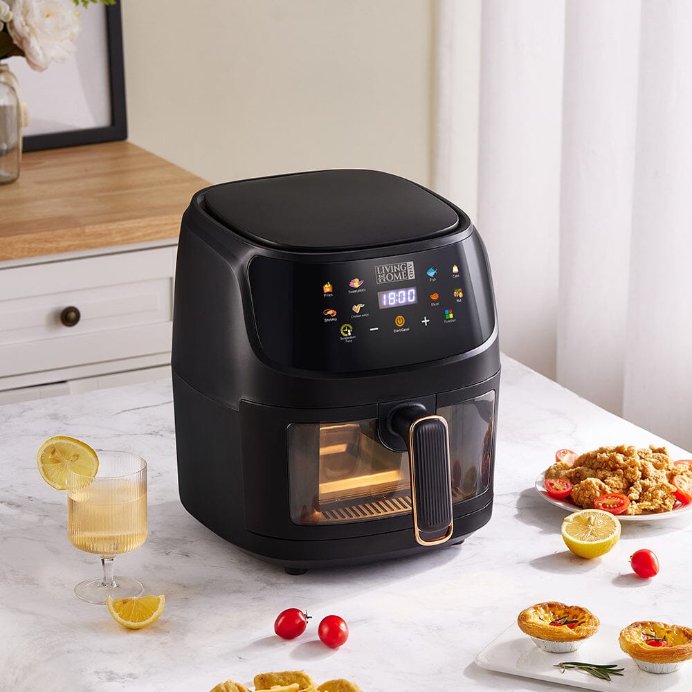 5L White/Black Digital Smart Air Fryer with Visible Window - House Comfort