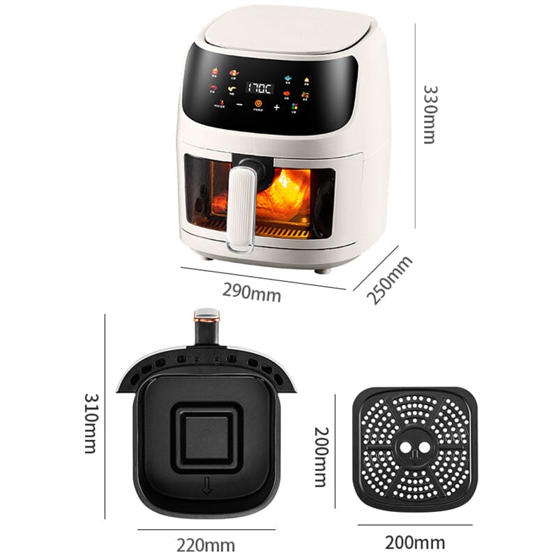 5L White/Black Digital Smart Air Fryer with Visible Window - House Comfort