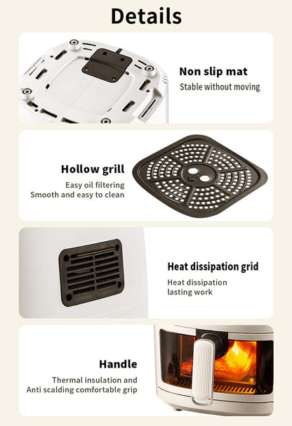 5L White/Black Digital Smart Air Fryer with Visible Window - House Comfort