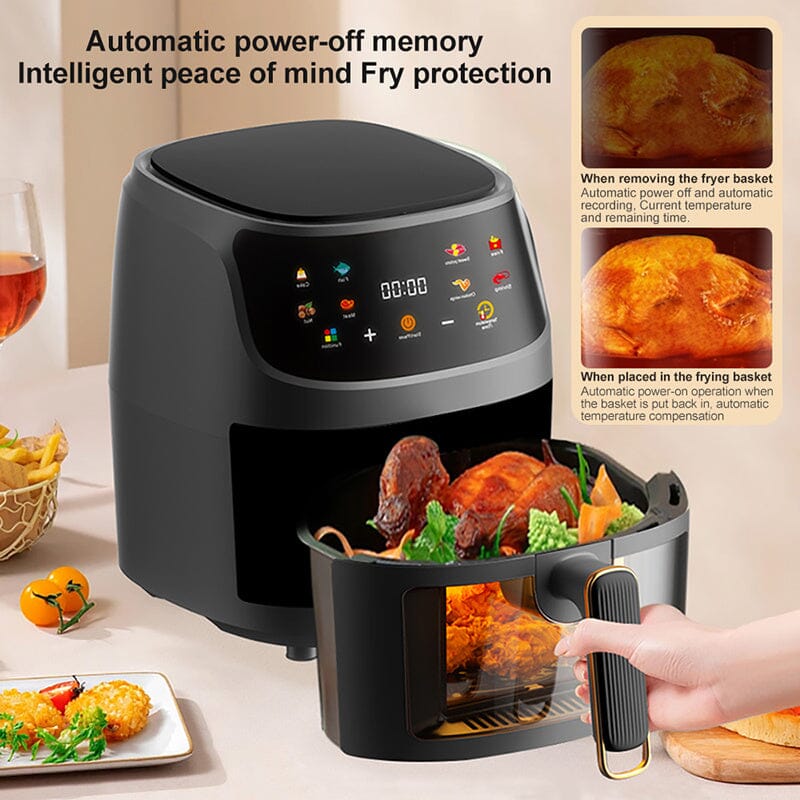 5L White/Black Digital Smart Air Fryer with Visible Window - House Comfort