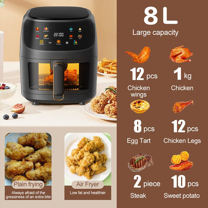 5L White/Black Digital Smart Air Fryer with Visible Window - House Comfort