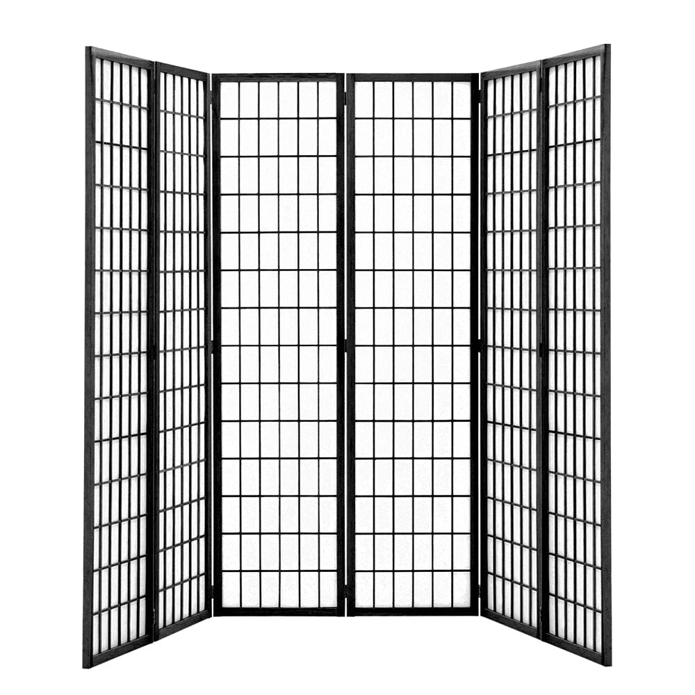 6 - Panel Solid Wood Folding Room Divider Screen Natural - House Comfort