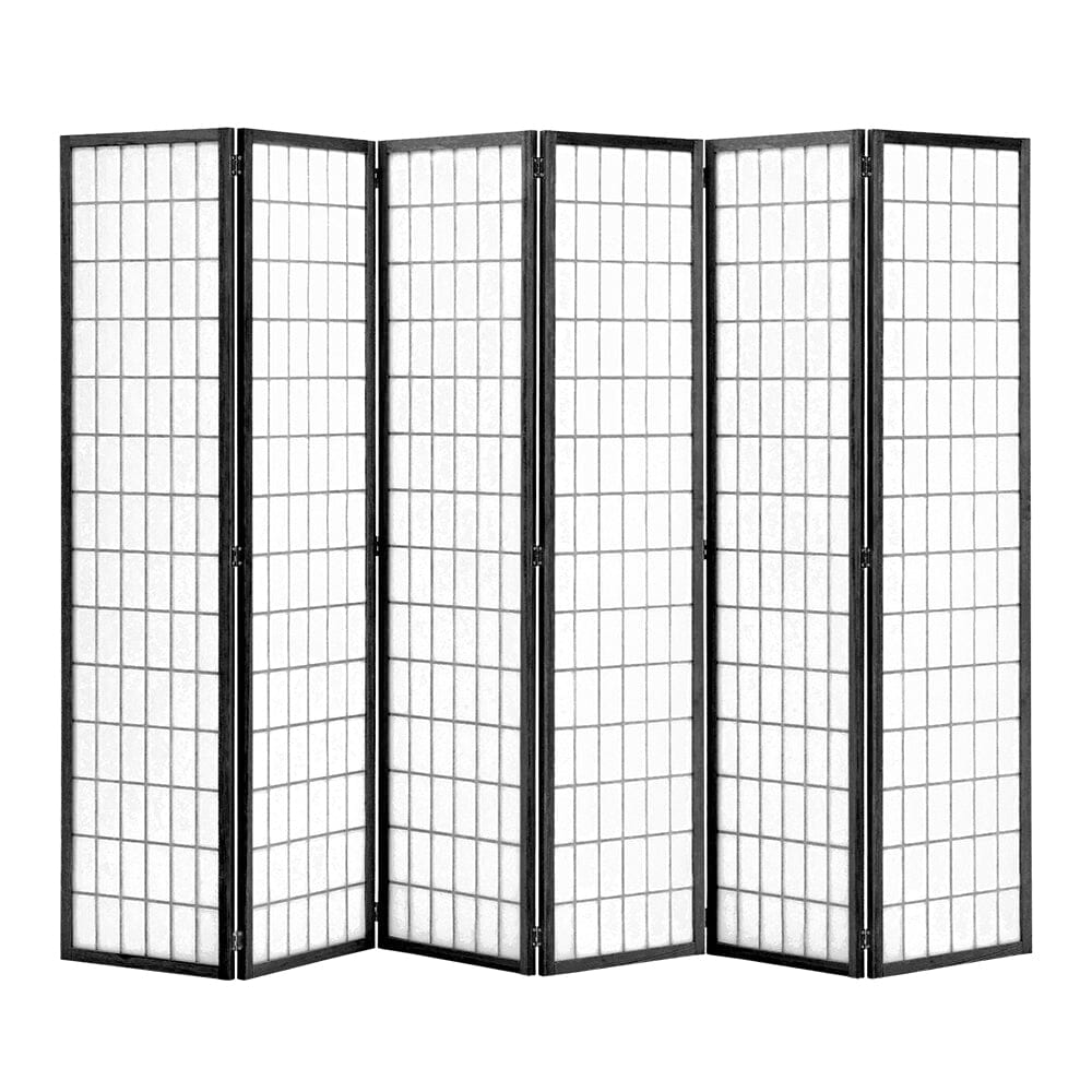 6 - Panel Solid Wood Folding Room Divider Screen Natural - House Comfort