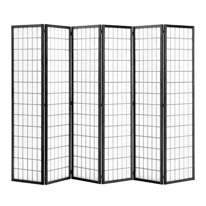 6 - Panel Solid Wood Folding Room Divider Screen Natural - House Comfort