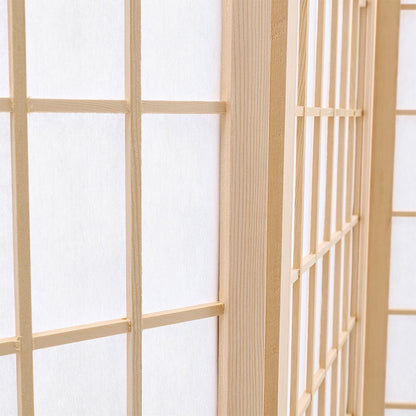 6 - Panel Solid Wood Folding Room Divider Screen Natural - House Comfort