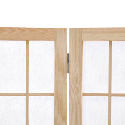6 - Panel Solid Wood Folding Room Divider Screen Natural - House Comfort