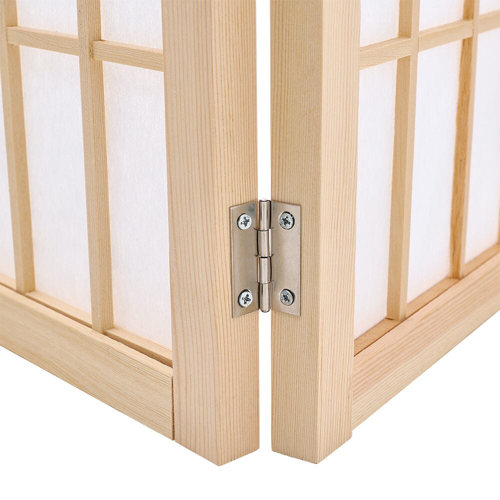 6 - Panel Solid Wood Folding Room Divider Screen Natural - House Comfort