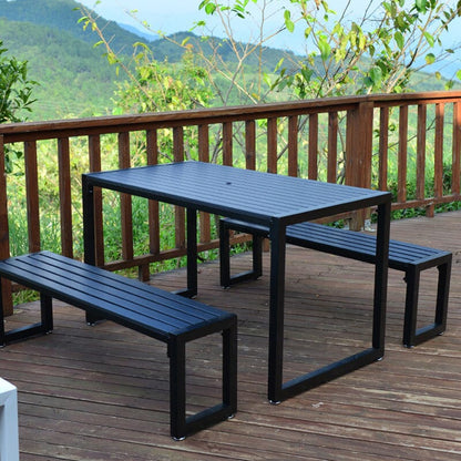 6 - Person 150cm Long Iron Outdoor Dining Set Garden Table and Bench - House Comfort