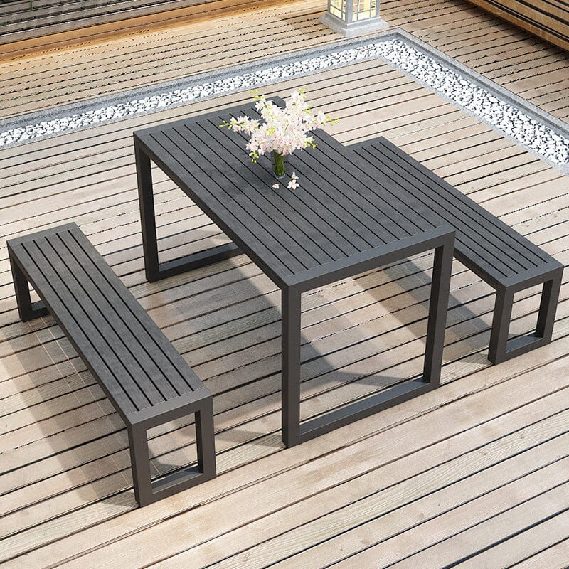 6 - Person 150cm Long Iron Outdoor Dining Set Garden Table and Bench - House Comfort