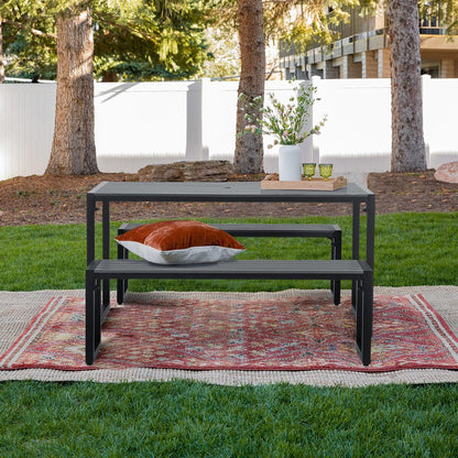 6 - Person 150cm Long Iron Outdoor Dining Set Garden Table and Bench - House Comfort