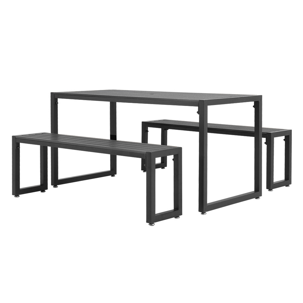 6 - Person 150cm Long Iron Outdoor Dining Set Garden Table and Bench - House Comfort