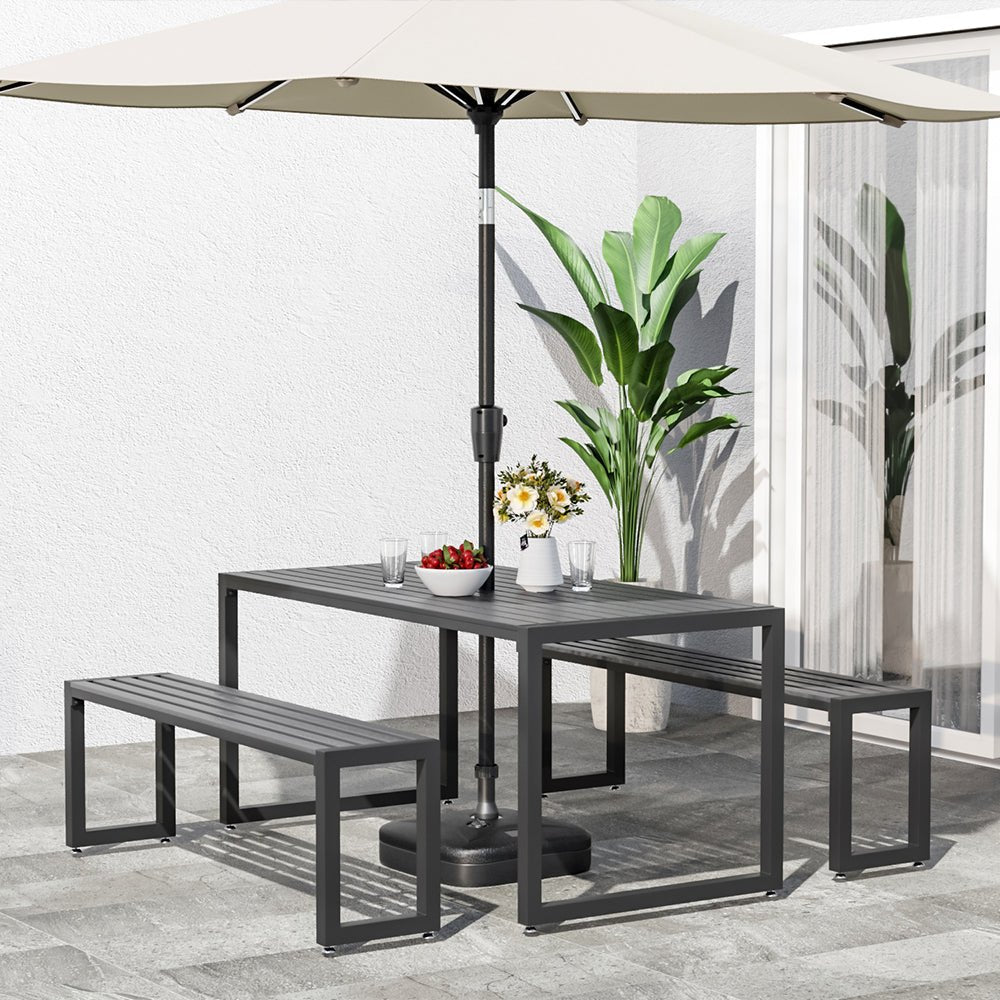 6 - Person 150cm Long Iron Outdoor Dining Set Garden Table and Bench - House Comfort