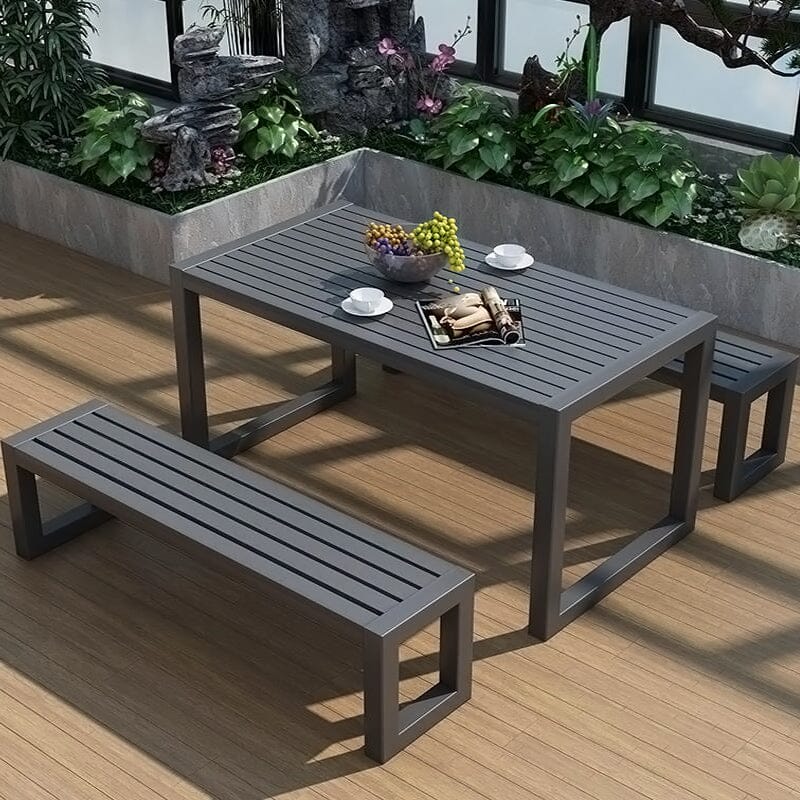 6 - Person 150cm Long Iron Outdoor Dining Set Garden Table and Bench - House Comfort
