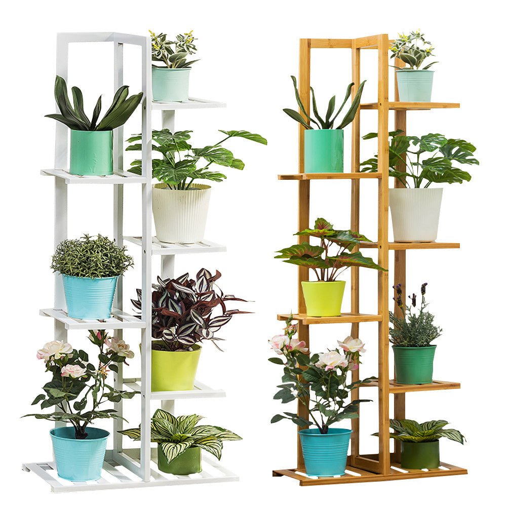 6 Tier Flower Stand Plant Pot Display Ladder Shelves Bamboo Shelf Storage Rack - House Comfort