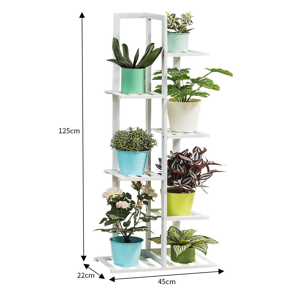 6 Tier Flower Stand Plant Pot Display Ladder Shelves Bamboo Shelf Storage Rack - House Comfort