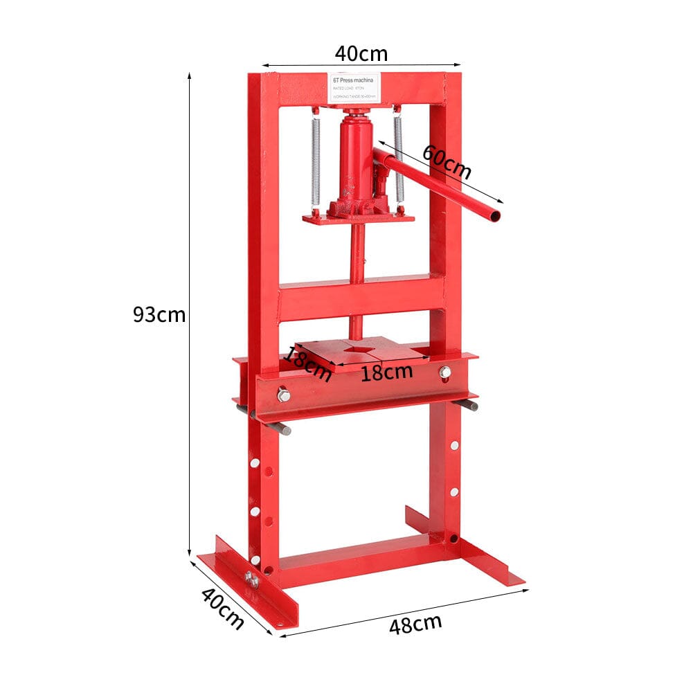 6 Ton Hydraulic H - Frame Shop Press Adjustable Working Table - House Comfort