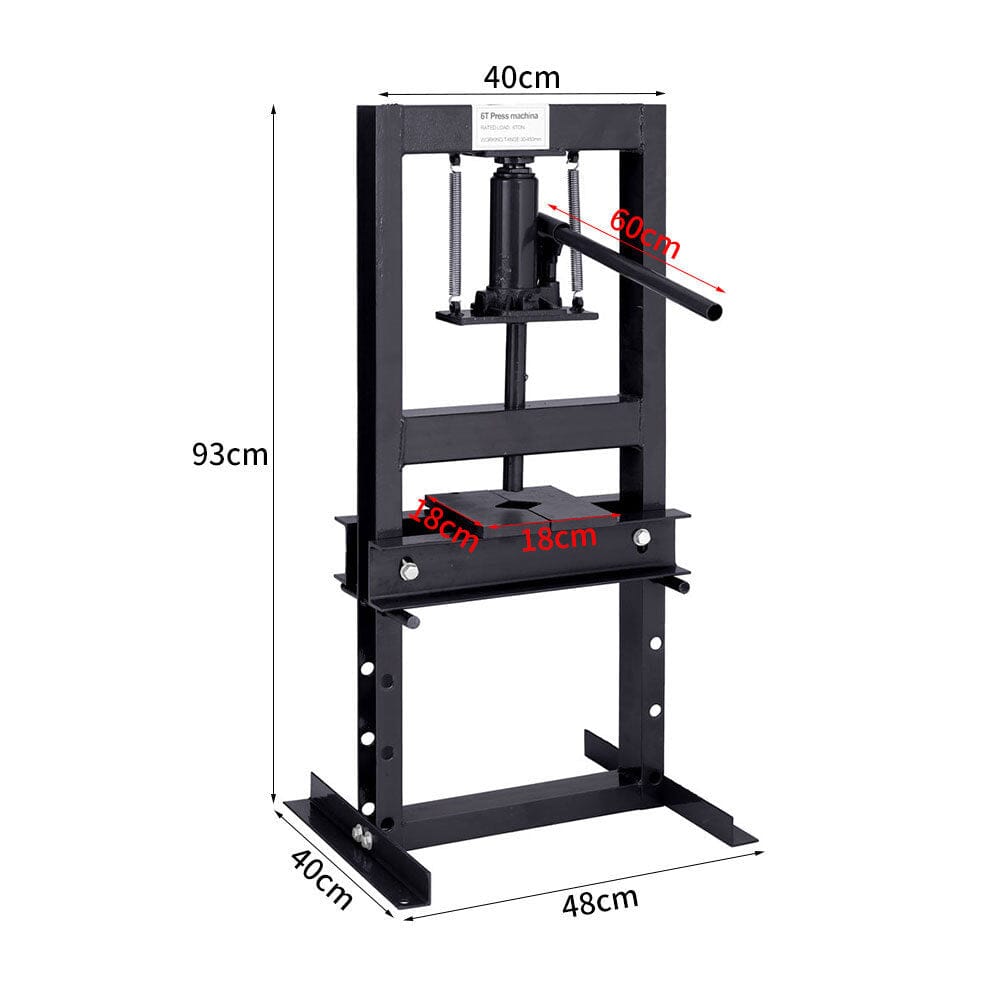 6 Ton Hydraulic H - Frame Shop Press Adjustable Working Table - House Comfort