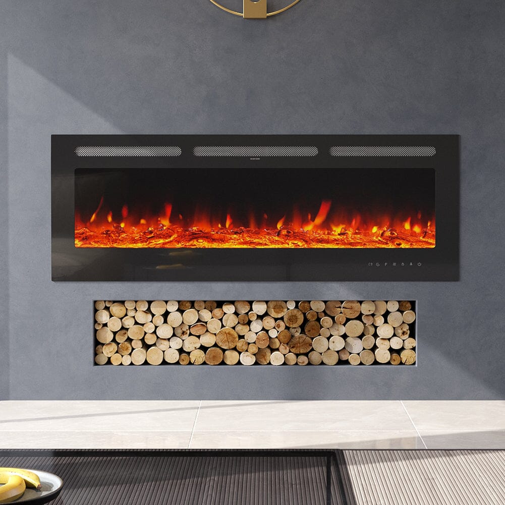 60 Inch Wall Mounted Fireplaces 1500W Insert Modern Electric Fireplace Heater - House Comfort