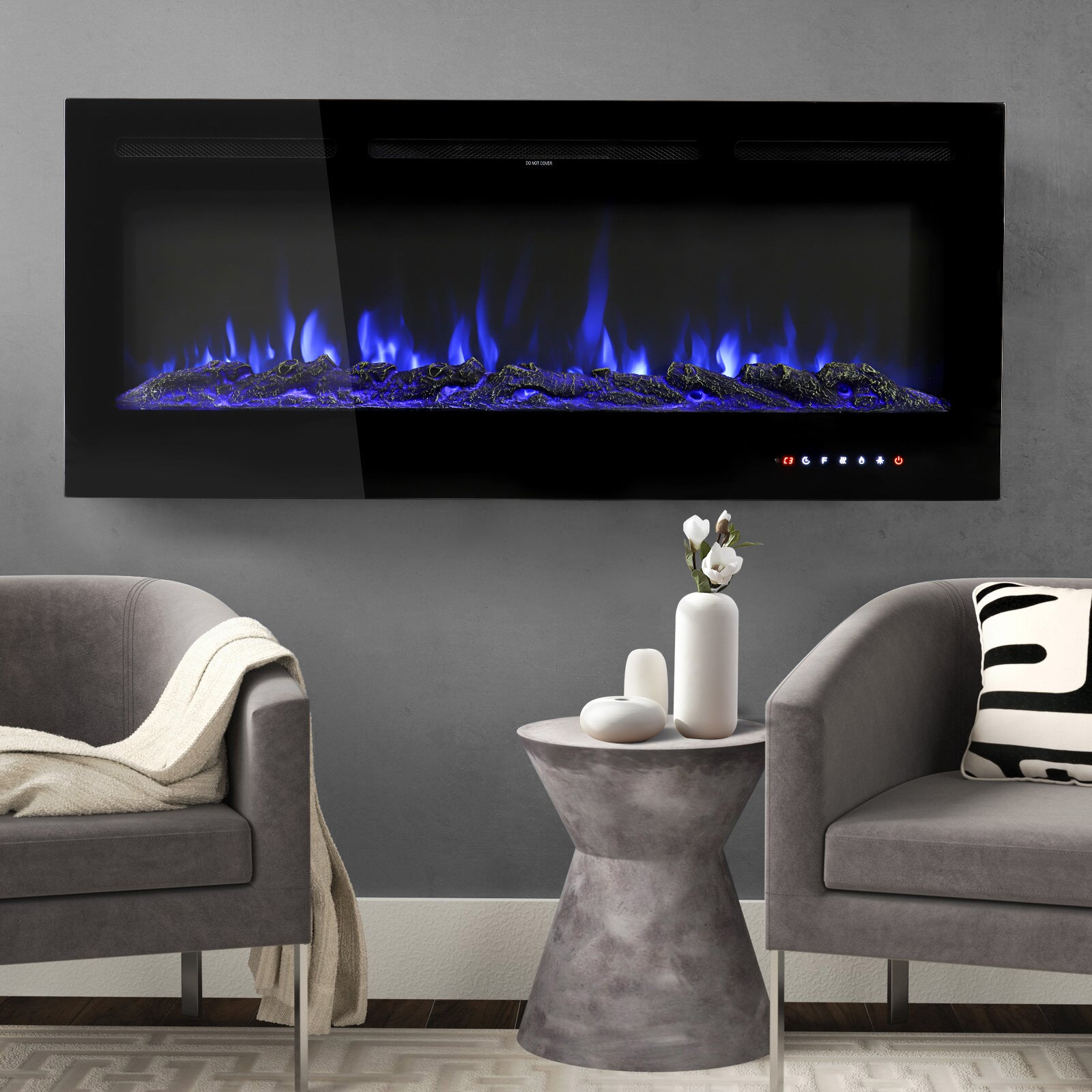 60 Inch Wall Mounted Fireplaces 1500W Insert Modern Electric Fireplace Heater - House Comfort