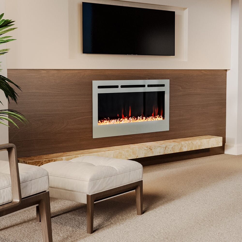 60 Inch Wall Mounted Fireplaces Recessed Fireplace 1800W White 5120BTU Electric Heaters - House Comfort