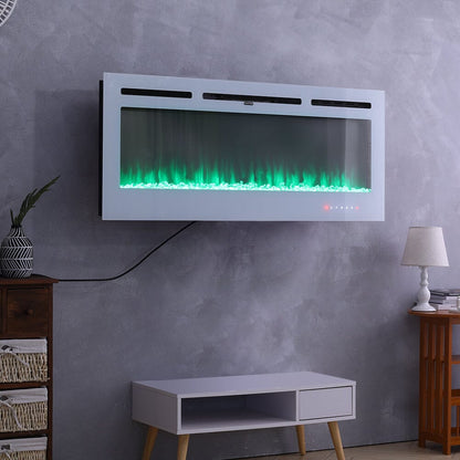 60 Inch Wall Mounted Fireplaces Recessed Fireplace 1800W White 5120BTU Electric Heaters - House Comfort