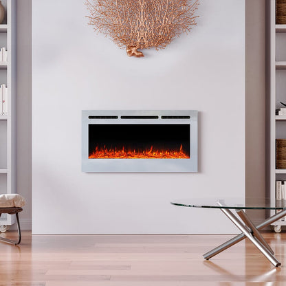 60 Inch Wall Mounted Fireplaces Recessed Fireplace 1800W White 5120BTU Electric Heaters - House Comfort