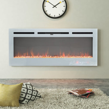 60 Inch Wall Mounted Fireplaces Recessed Fireplace 1800W White 5120BTU Electric Heaters - House Comfort