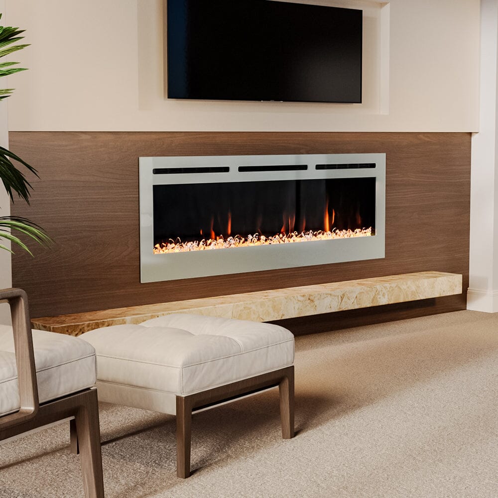 60 Inch Wall Mounted Fireplaces Recessed Fireplace 1800W White 5120BTU Electric Heaters - House Comfort