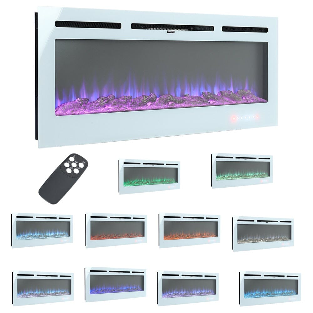 60 Inch Wall Mounted Fireplaces Recessed Fireplace 1800W White 5120BTU Electric Heaters - House Comfort